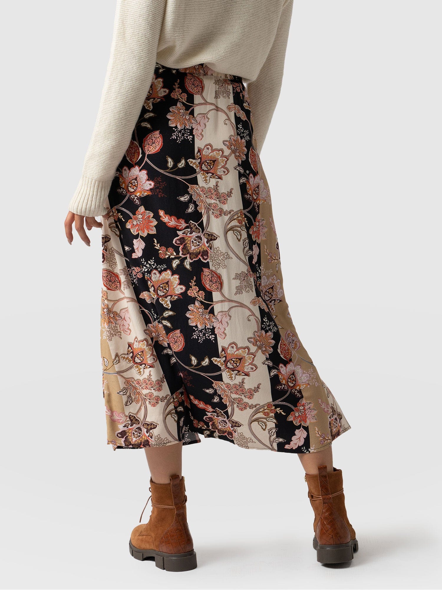 Marina Midi Skirt - Paisley Stripe
